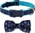 azuza Anchor Dog Collar with Bow Tie, Soft Comfortable Adjustable Collar for Medium Dogs