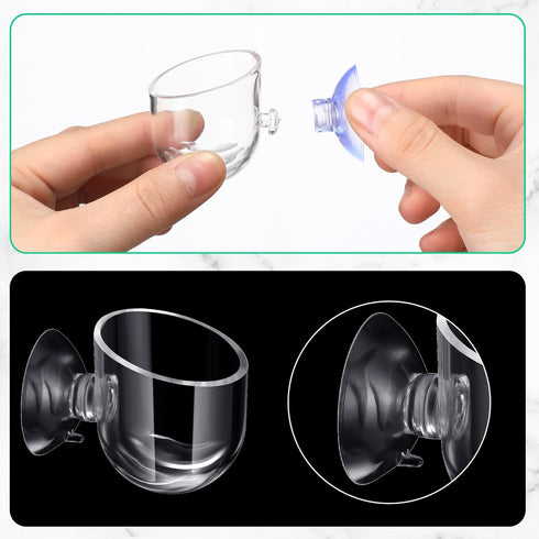 30 Pack Aquatic Plant Cups with Hole, Acrylic Pot with Suction Cups for Fish Tank Plant Holder
