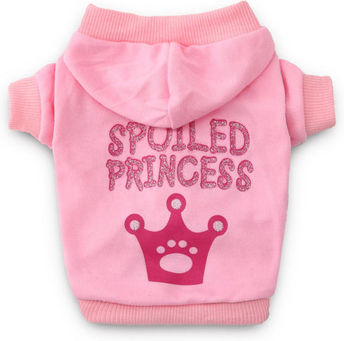 DroolingDog Pink Girl Dog Shirts - Puppy Hoodie with Princess Crown Sweatshirt for Small Dogs, XS