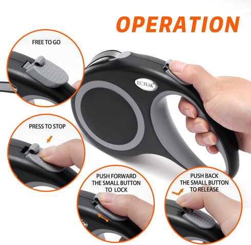Heavy Duty Retractable Dog Leash 26 FT for Dogs up to 110lbs, Strong Nylon Tape, One-Handed Brake, Perfect for Medium