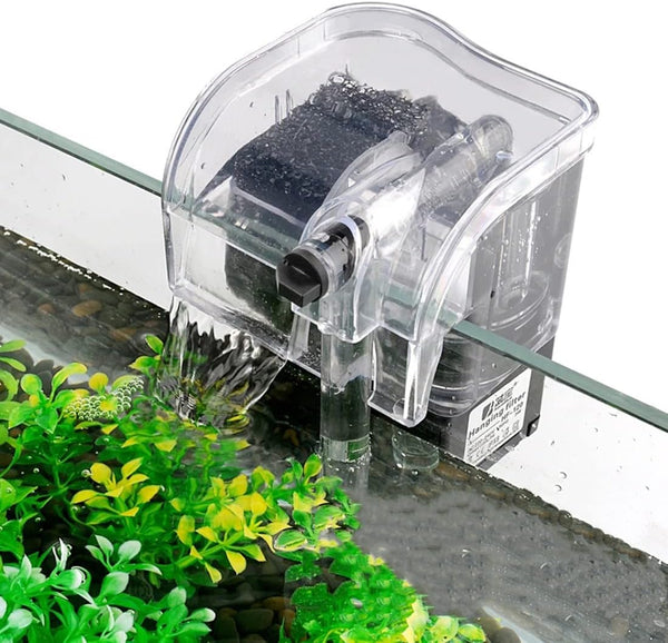 Fish Tank Small Filter, Hang on Filter for 1 to 8 Gallons, Small Submersible Hanging Aquarium Filter