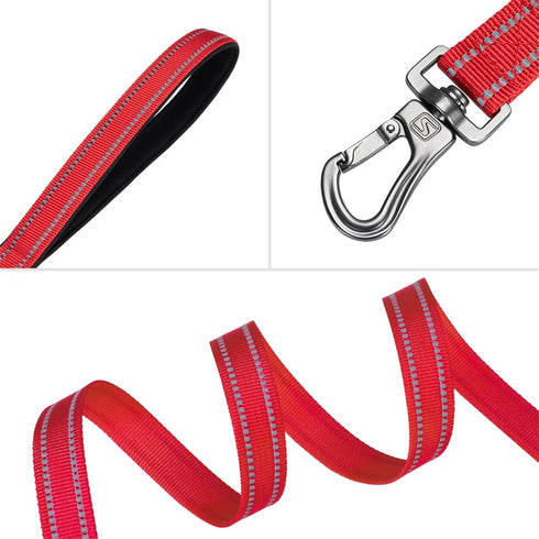 EXCELLENT ELITE SPANKER Durable Nylon Dog Training Leash, 4 Feet Long, 1" Wide with Handle for Small & Medium Dogs (Red)
