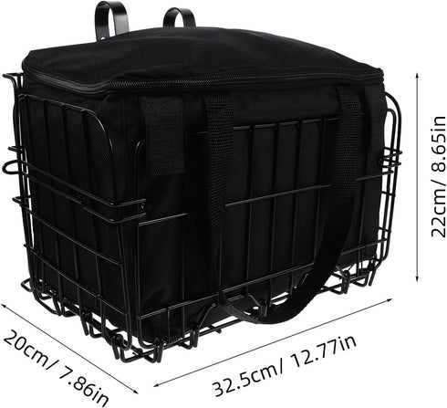 BESPORTBLE Front Folding Bike Basket with Removable Liner Bag Quick Release Bicycle Carrier for Small Dogs Cats Picnic