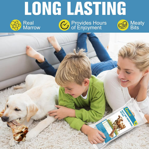 Cahnvob 8'' (1 Count) Real Beef Bones for Dogs with Meat - Big Dog Bones Beef Shank Bone, Rawhide-Free Long-Lasting