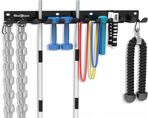 Home Gym Storage Rack, Multi-Purpose Heavy Duty Wall Mount Barbell Rack for Gym Equipment