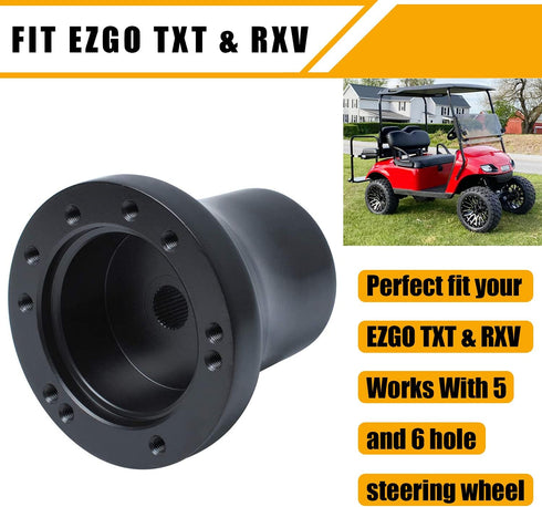 MOSNAI EZGO Steering Wheel Adapter for EZGO TXT and RXV Golf Carts, Mounting Adapter (Black)