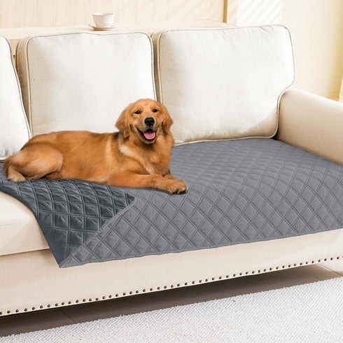smiry Waterproof Dog Blanket, Reversible Pet Bed Cover, Soft Couch Cover for Dogs, Washable, 30"x70", Grey/Dark Grey