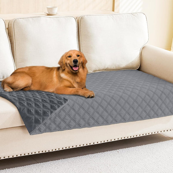 smiry Waterproof Dog Blanket, Reversible Pet Bed Cover, Soft Couch Cover for Dogs, Washable, 30"x70", Grey/Dark Grey