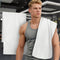 White Workout Towels for Gym (2PC, 16"x43") - 100% Cotton, Breathable, Soft