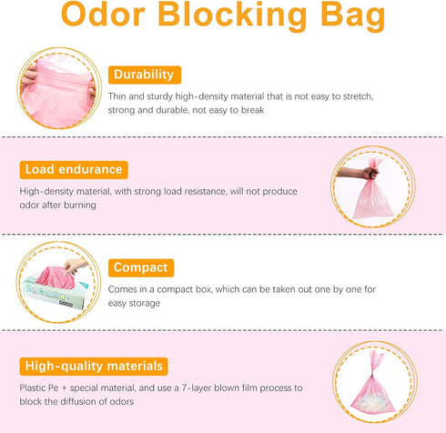 SS-220) Odor Sealing Disposable Bags for Pet Waste, Diapers, Ostomy bags or Sanitary Product Leak Proof Odor Blocking