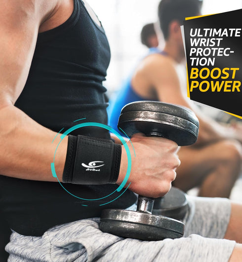 HiRui 2 PACK Wrist Compression Strap and Brace - Adjustable Sport Wrist Support for Fitness, Pain Relief