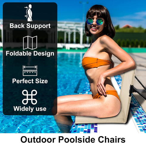 GFYYBKJ SwimmingPool Foldable Seat for Poolside Chairs, Portable Outdoor Poolside Chairs for Edge of Pool, Beach Chair