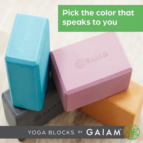 Gaiam Yoga Block - Supportive Latex-Free Eva Foam with Soft Non-Slip Surface for Yoga, Pilates, Meditation Accessories