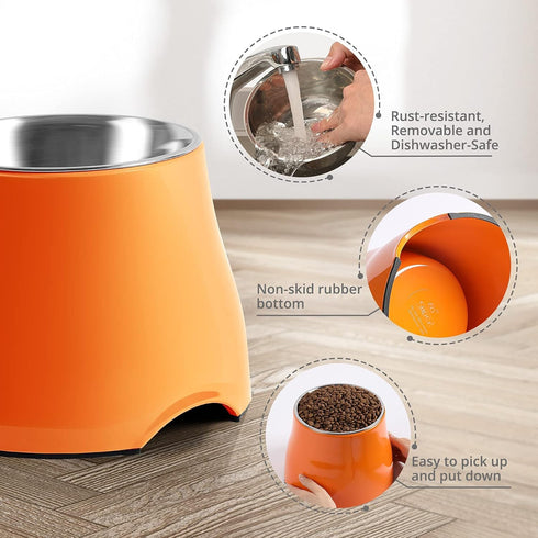Fluffydream Elevated Dog Bowls, Non-Slip Dog Bowl with Stainless Steel Bowl, High Capacity for Dog Food