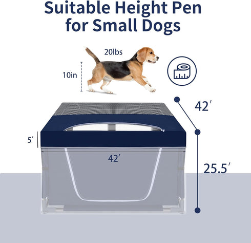 42x42 inch Dog Playpen Cover, Dog Play Pen Top with Hooks, Soft Fabric Roof Puppy Playpen Topper for Cat Crate Kennel