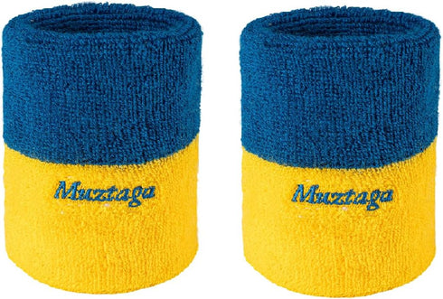 Muztaga Sports Wristbands for Men & Women - Blue & Yellow Two-Tone Soft