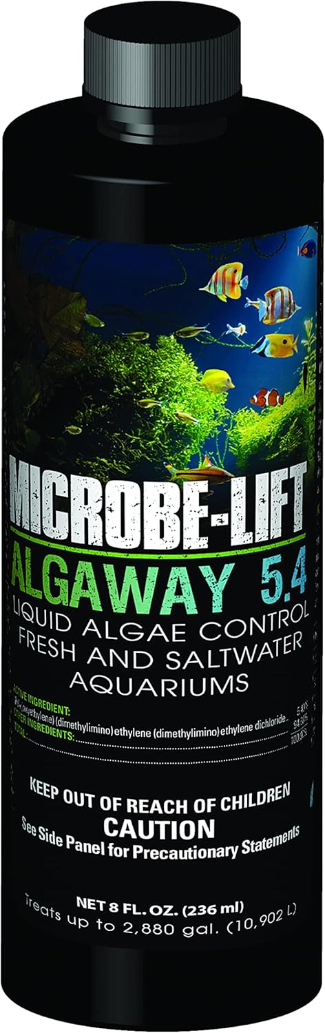 MICROBE-LIFT ALGAA08 ALGAWAY 5.4 - Algae Control for Fresh and Salt Water Home Aquariums, 8 Ounces