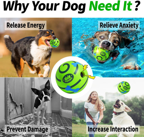 2 Pack, 3.14 inch Giggle Ball for Dogs Glowing Interactive Dog Toys Balls, Rolling Squeaky Toy for Large Medium Small