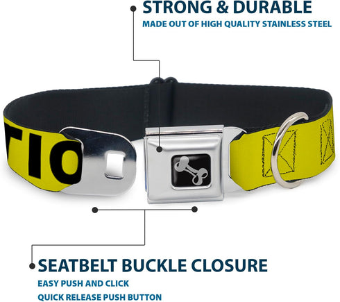 Buckle-Down Dog Collar, Wide Small, Caution Yellow/Black, 13-18"