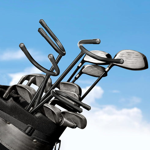 U Shaped Golf Club Holder Keeps Your Clubs Clean Dry Visible, Soft Rubber Covered Metal Easy to Carry