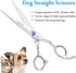 7" Trimming Offset JASON Straight Dog Grooming Scissors, Ergonomic Pets Grooming Shears, Premium Cats Kit with Handle