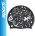 Sporti Silicone Swim Cap with Graphic Design, Non Slip, Easy Wear and Removal, Dimension Height 7.6" Opening 7.5"
