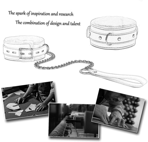 Leather Choker Collar with Long Traction Chain, Rugged Durable Adjustable Necklace for Pets, Purple