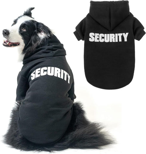SCENEREAL Security Dog Hoodie Sweaters for Small Medium Large Dogs, Soft Cotton Brushed Fleece Coat with Hat, Classic