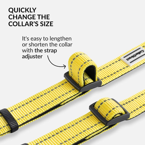 CollarDirect Reflective Dog Collar, Quick Release Buckle, Nylon for Swimming, 14-18 Inch, Yellow