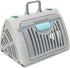 SportPet Designs Foldable Travel Cat Carrier with Waterproof Bed, Front Door Plastic Collapsible Carrier, Gray