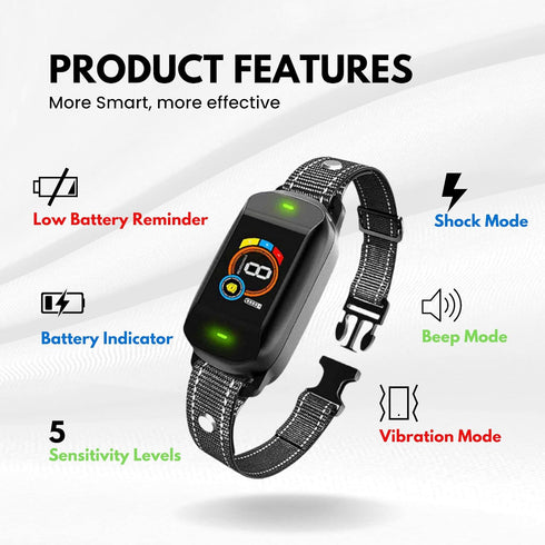 Dog Bark Collar, Rechargeable Smart Anti Barking Training Collar with 5 Adjustable Sensitivity Modes for All Dog Sizes