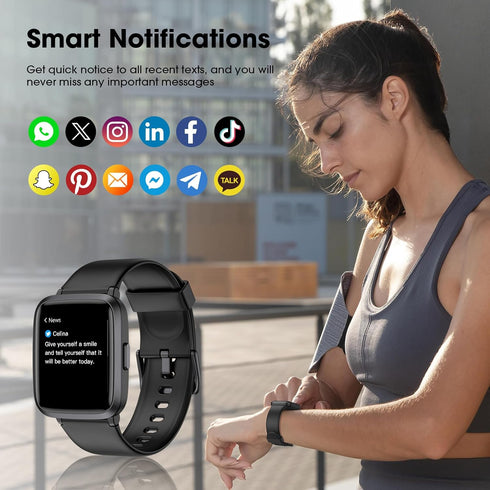 Fitness Tracker with Blood Oxygen, Blood Pressure & Heart Rate Monitor, 50 Meters Waterproof Smart Watch for Android