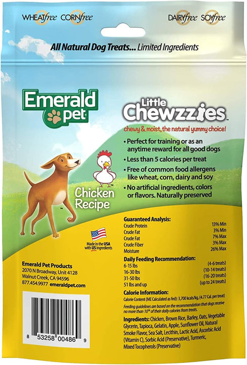 Emerald Pet 3 Pack of Little Chewzzies, 5 Ounces each, Chicken Flavor Low Calorie Wheat-Free Dog Treats Made in The USA