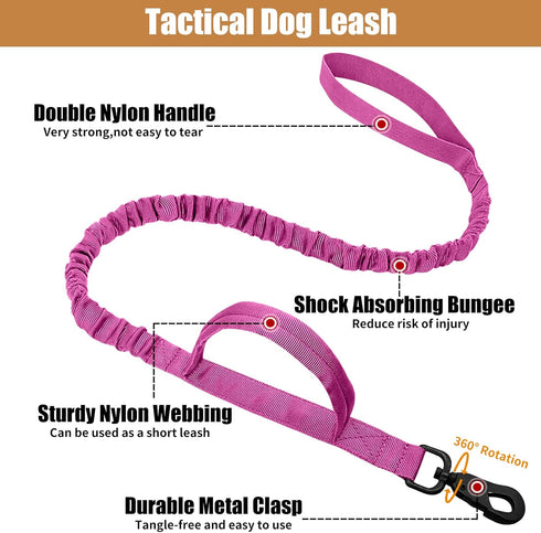 Tactical Dog Collar and Leash Set, Adjustable Military Nylon Training Collar with Control Handle and Metal Buckle for