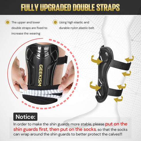 Geekism 3 5 4-6 7-9 10-12 Soccer Shin Guards for Youth Kids Toddler, Protective Soccer Shin Pads & Sleeves Equipment