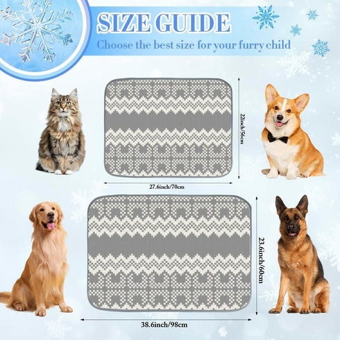 imiBBWQu Summer Summer 27" 22" Cooling Mat for Dogs Grey Stripes Green Pet Cooling Mat Washable Dog Pad Dog Bed