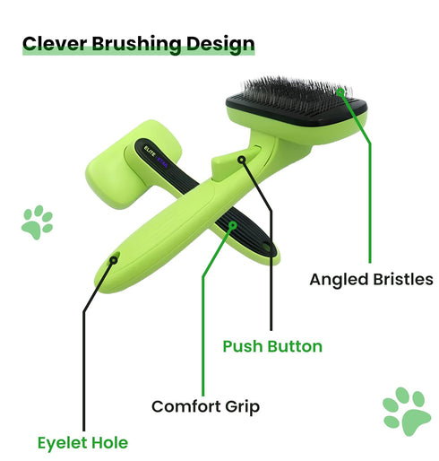 ELITE ETAIL Self Cleaning Pet Hair Brush with Comb and Bath Brush, Grooming Kit for Dogs and Cats, 7 in Long