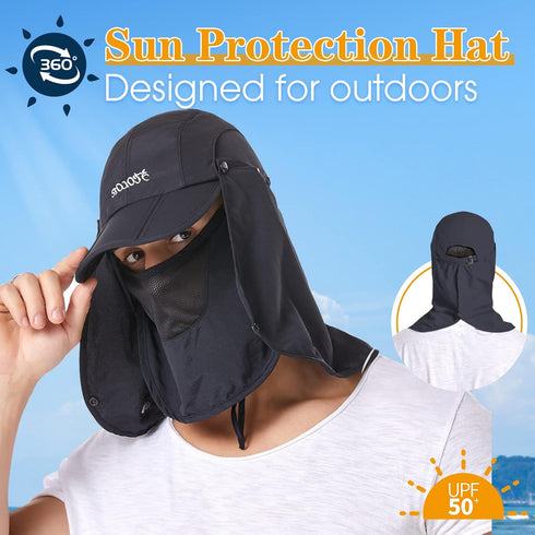 icolor Foldable Fishing Hat Sun Cap - Men Women UPF50+ Sun Protection Baseball Golf Ponytail Hats