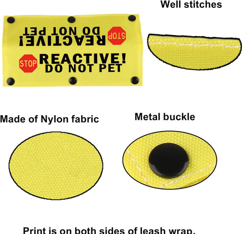 Funny Dog Leash Sleeve, Reactive Do Not Pet Dog Leash Wrap Sleeve Birthday Gift (Reactive Do Not Pet-YE Sleeve)