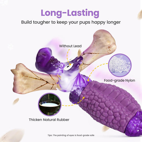 HGB Squeaky Dog Toys for Aggressive Chewers, Tough Indestructible Chew Toy for Large Medium Dogs
