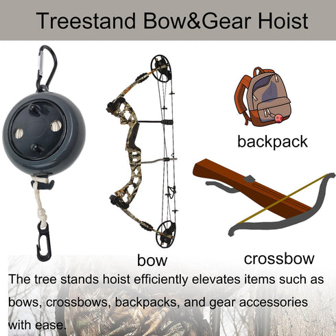 Retractable Bow Hoist Tree Stand - Bow Hunting Accessories and Deer Hunting Equipment, 33ft Heavy Duty Rope