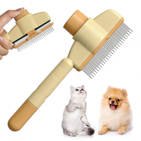 Ntrjtrss Flea Comb for Cats Dogs Brush for Shedding Self Cleaning Pet Comb