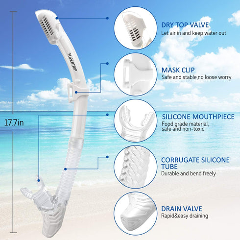 Supertrip 2024 Snorkeling Gear for Adults, Anti-Fog Snorkel Set, Tempered Glass Snorkel Mask for Scuba Diving