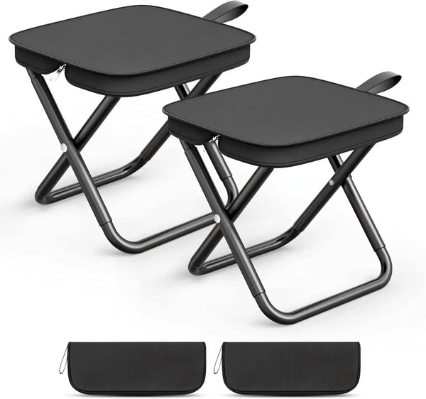 HHUWQYU Camping Stools Set of 2, 10.6 Inch Small Portable Folding Chair with