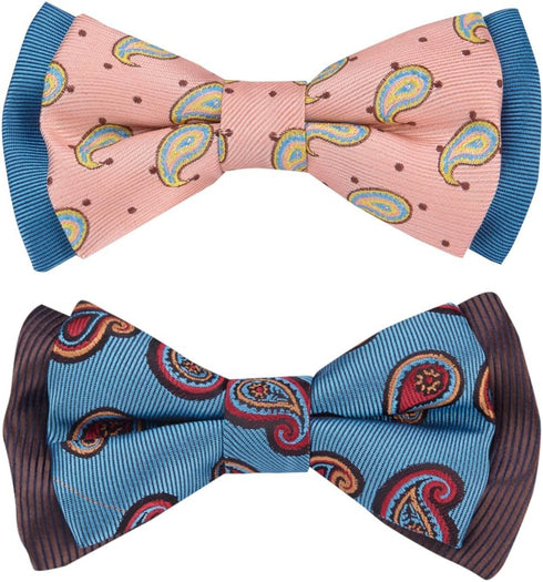 Blueberry Pet Gift Box with 2 Handmade Dog Cat Bow Tie, Paisley Designer Bowtie Set, 4" x 2.5"