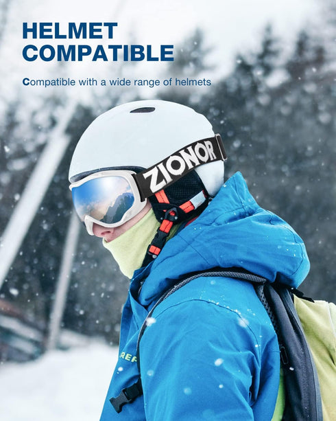 ZIONOR Lagopus B1 Ski Goggles, OTG Anti-Fog Snowboard Goggles for Men, Women, Youth