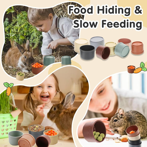 Iffitya 16 Pcs Stacking Cups for Rabbits, Colorful Bunny Toys for Rabbits and Small Animals, Nesting Rabbit Toys