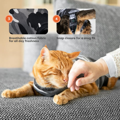 Suitical Recovery Suit for Cats, XX-Small, Black Camouflage