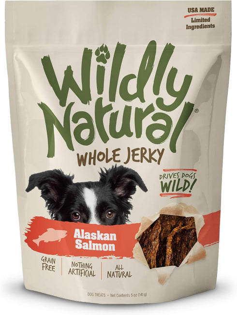 Whole Jerky Dog Treats - Limited Ingredient, Made in USA Jerky - Grain Free & Nothing Artificial - Alaskan Salmon, 5 oz