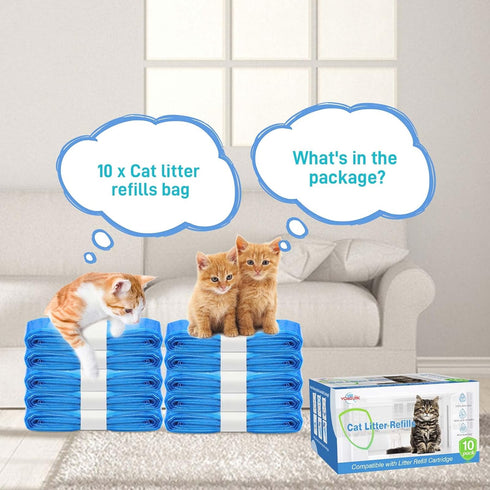 10 Pack 100% Cat Litter Refill Bags Enhanced Odor Control Generic Litter Refills Compatible with Standard, Plus, XL